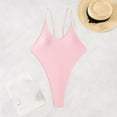 thumbnail image 2 of ZQUUVOU Women's One Piece Bikini Spaghetti Halter Solid Color Swimsuit (Pink,S), 2 of 5