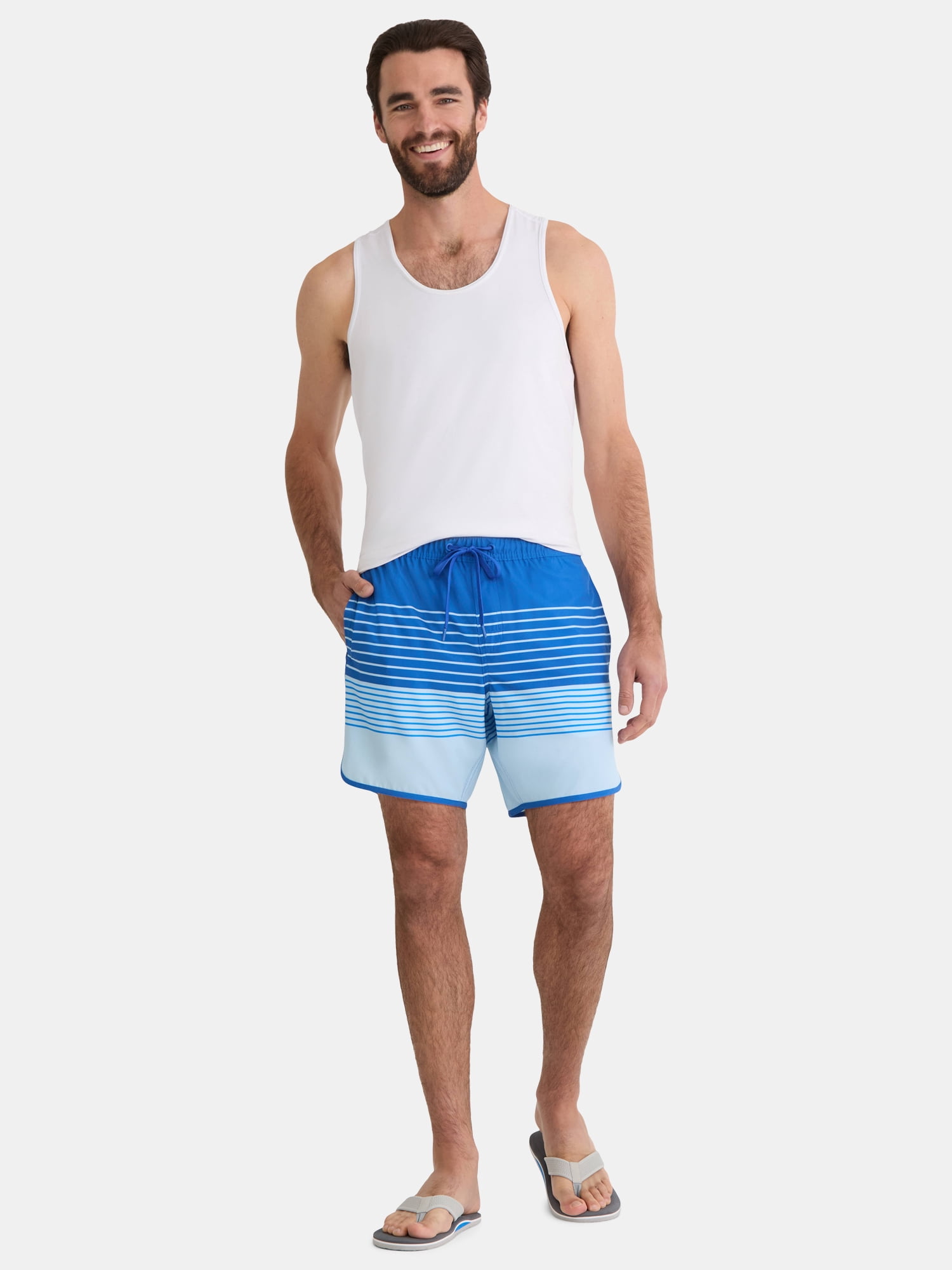 George Men's & Big Men's Dolphin Hem Swim Trunks, 7" Inseam, Size XS-3XL