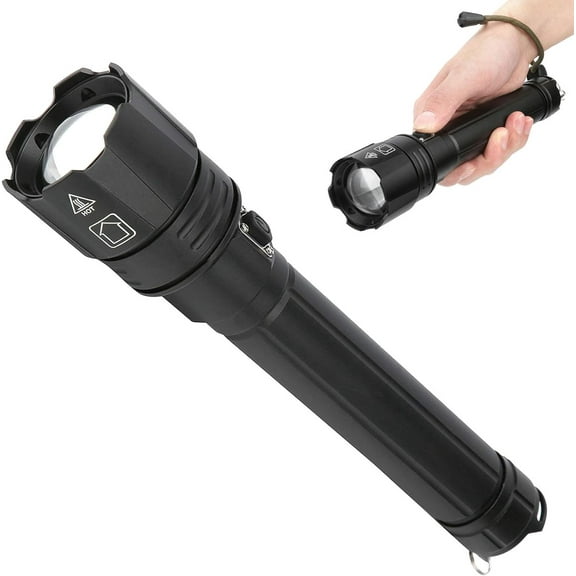 Flashlights High Lumens, 10000 Lumens LED Flashlight, Rechargeable LED Flashlights, Tactical Handheld Flash Lights with 3 Modes, Waterproof Zoomable Lamp for Hiking, Camping, Daily Use