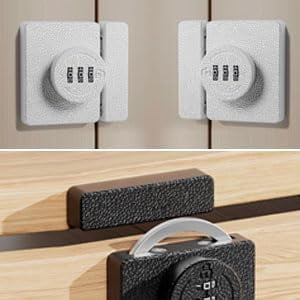 ABCISI 2 Pack Closet Door Lock - Bifold Door Lock 3-Digit Keyless Combination Cabinet Lock - Anti-Pry Double Door Locks for Swinging Sliding Cupboard Pantry Barn Shed Drawer, White