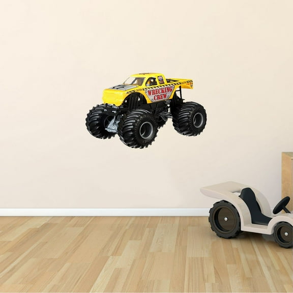 Vinyl Kids Bedroom Living Room Specialized Monster Bigfoot Truck Decor Wrecking Crew Wall Decal Design - 12" x 20" Adhesive Home Art Sports Utility Vehicle Removable Wall Decoration Sticker