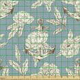 thumbnail image 2 of Boho Upholstery Fabric by the Yard, Vintage Nautical Themed Pattern with Peonies and Anchors Print, Decorative Fabric for DIY and Home Accents, Pale Slate Blue Ivory by Ambesonne, 2 of 5