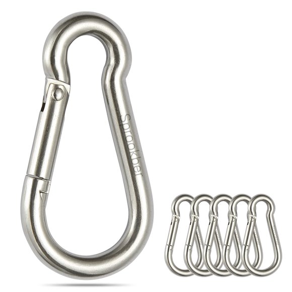 Mosquetón Sprookber con resorte de acero inoxidable, 6 unidades