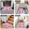 thumbnail image 6 of Pink Palm Leaf Door Mat Indoor Outdoor, Tropical Vintage Grey Summer Plant Non Slip Welcome Mat with Rubber Backing, Absorbent Fabric Front Door Mats Entryway Rug for Home Patio Entrance 20"x31.5", 6 of 9