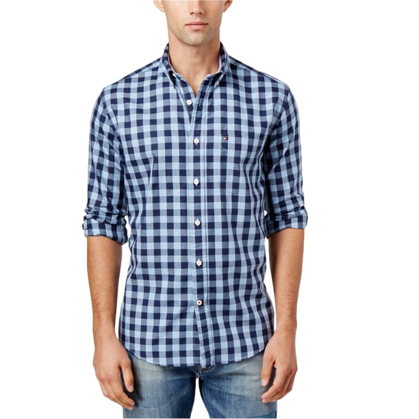 Tommy Hilfiger Archer Button Up Camisa para Hombre, Azul, X-Large