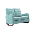 thumbnail image 4 of Upholstered Rocking Sofa Chair with Side Pocket Storage,Nursery Rocking Chair with High Backrest and Solid Wood Base,Recliner Glider Sofa Comfy Rocker Armchair for Living Room Bedroom,Mint Green, 4 of 7