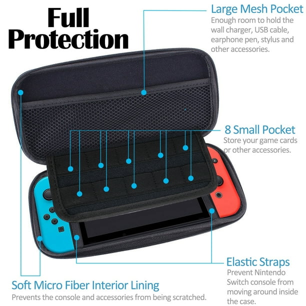 Accessoires Nintendo Switch Kit de démarrage 6 en 1, coque de protection  antidérapante + protection d'écran en verre trempé + peau de contrôleur de  commutateur [BLEU/ROUGE] + étui de transport pour Nintendo