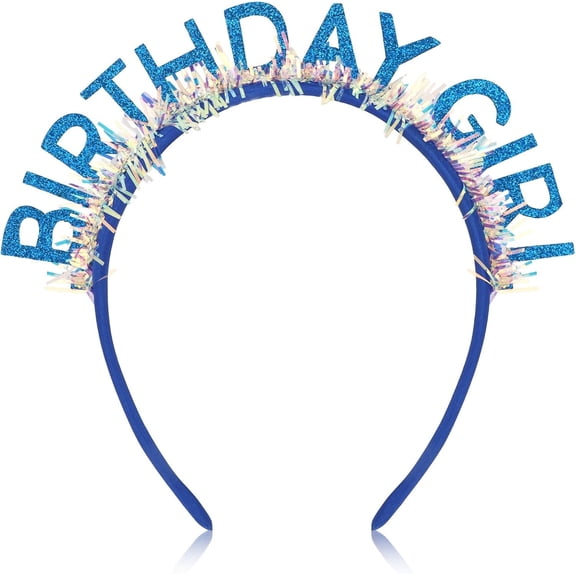 Birthday Girl Headband Birthday Crown for Women Party Decorations | Birthday Girl Glitter Letter Headband for Women Iridescent Tinsel Party Headband Fun Birthday Photo Booth Prop Hair Accessory