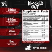 5% Nutrition Knocked Out Natural Sleep Aid & Post-Workout Recovery Supplement with GABA, Melatonin, Chamomile, Tyrosine - 30 Servings (Apple Cider)