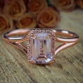 thumbnail image 3 of Sale: 1.25 Carat Peach Pink Real Morganite and Moissanite Split Shank Halo Engagement Ring with 18k Gold Plating, 3 of 6