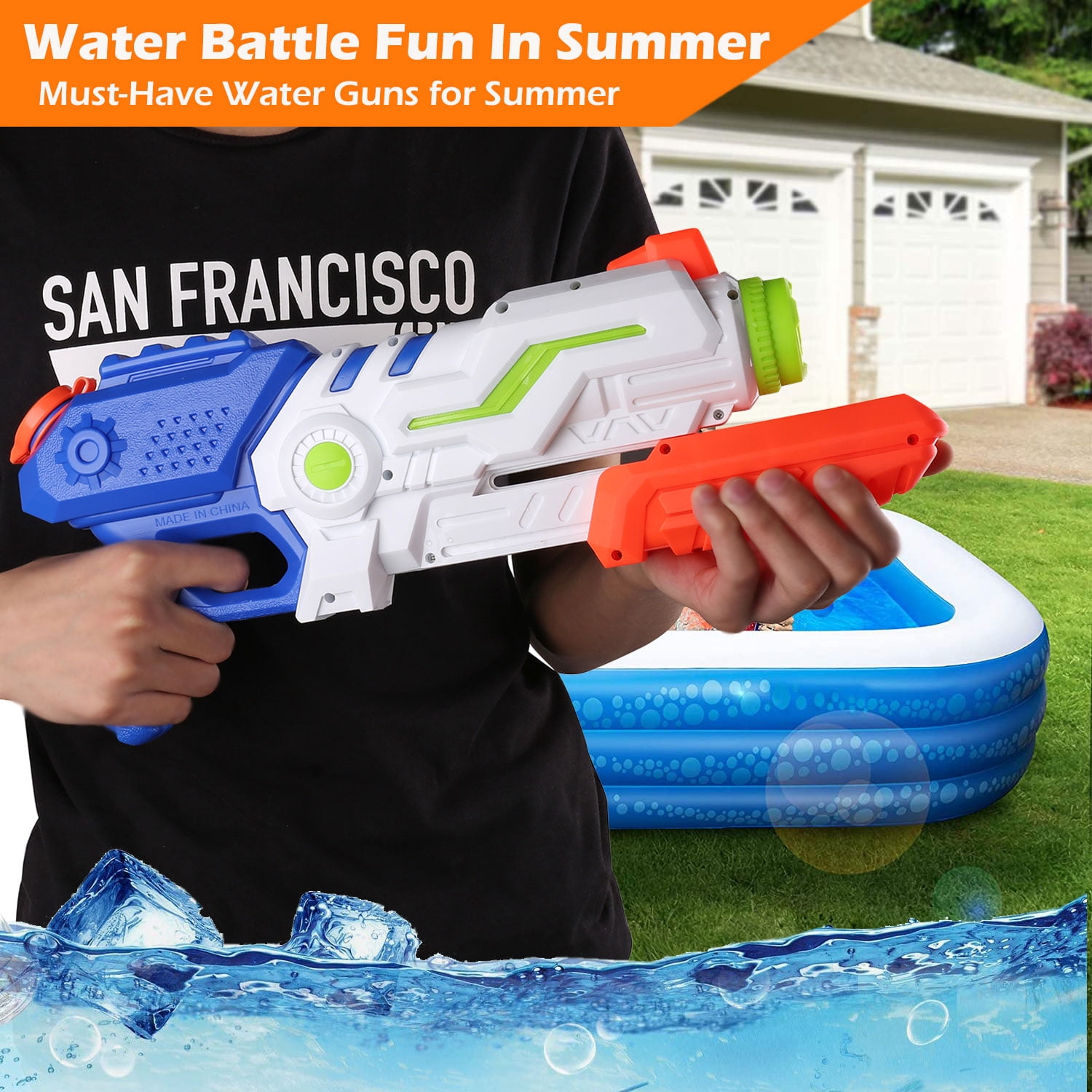 4 Pack 2 Style Super Water Blaster Shoot Up to 36 Feet High Capacity Water Soaker Blaster Squirt Toy Water Gun Swimming Pool Beach Sand Water Fighting Toy