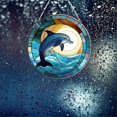 thumbnail image 3 of Dolphin Stained Acrylic Window Hanging Ornament, Ocean Themed Decor Hanging with Chain,for Indoor Outdoor Decor,(11.8In), 3 of 5