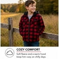 thumbnail image 4 of TrailCrest by Treel Kids Hooded Fleece Jacket – Warm Zip Up Plaid Coat with Pockets, Checkered Winter Outerwear, Red & Black Plaid, 3T, 4 of 8