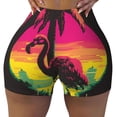thumbnail image 2 of Picia Flamingo And Palm Trees At Sunset Printed Workout Shorts for Women Seamless Scrunch Butt Lifting High Waisted Yoga Gym Booty Running Moisture-wicking Short Pants-X-Large, 2 of 9