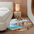 Coastal Nautical Round Rug 5ft Washable Circle Kitchen Rugs Non Slip ...