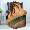 thumbnail image 4 of Tropical Soft Flannel Fleece Throw Blanket, Seascape Scenery with Ocean Beach Palm Tree and Sunset Sky in Soft Tones, Cozy Plush for Indoor and Outdoor Use, 50" x 60", Multicolor, by Ambesonne, 4 of 5