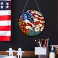 thumbnail image 2 of HomeDm 4th of July Hanging Door Sign Acrylic Independence Day Decorations Stripes Welcome Patriotic Door Hanger American Rustic Wooden Plaque for Wall Front Porch Outdoor Farmhouse, 2 of 6