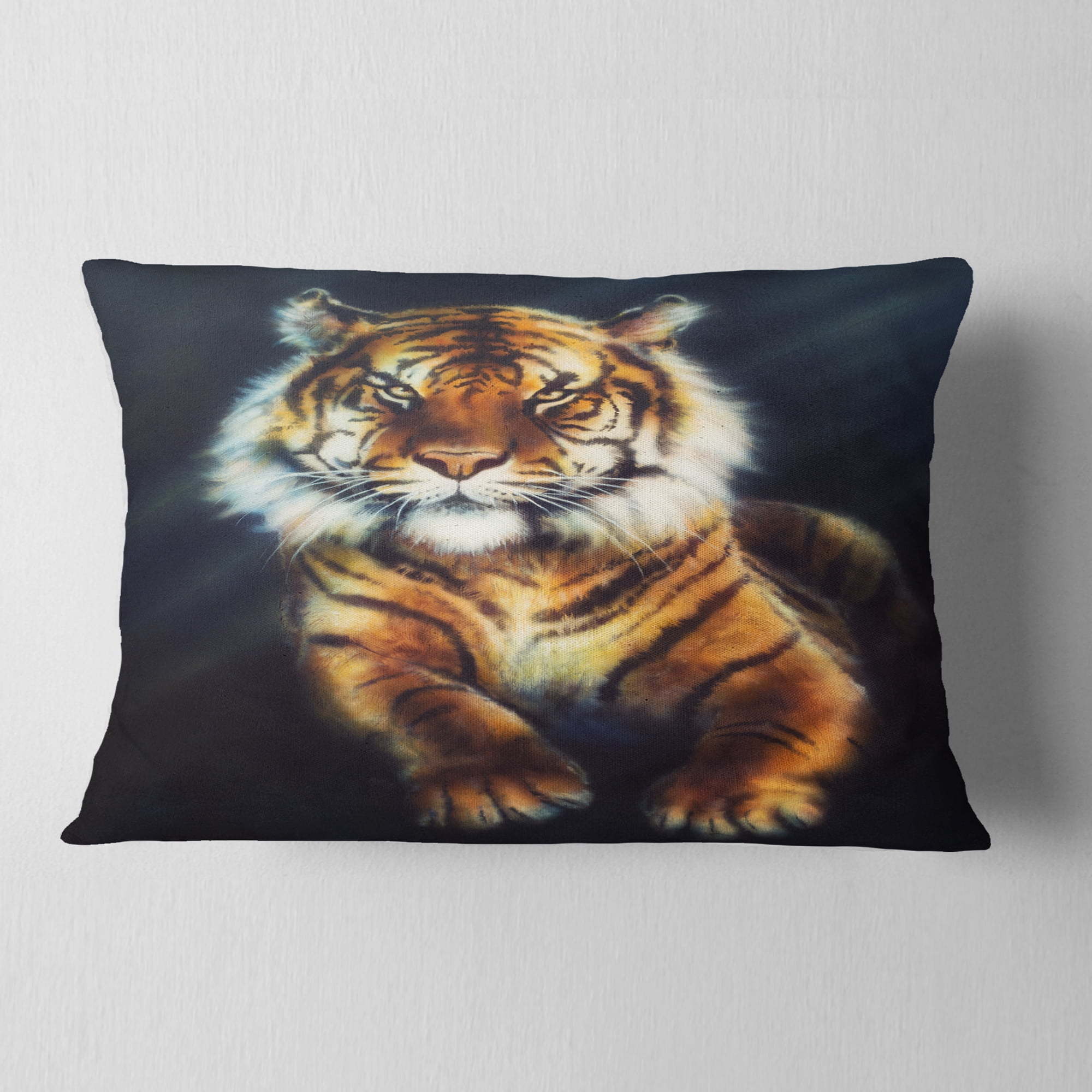 Designart Mighty Tiger - Animal Throw Pillow - 12x20