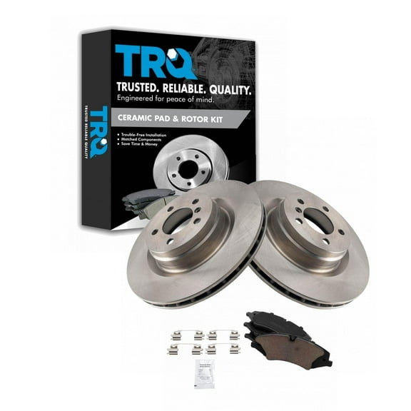 TRQ Front Brake Pad & Rotor Kit Brake Pads Brake Rotor Ceramic Fits Select 2010-2012 Land Rover Range Rover