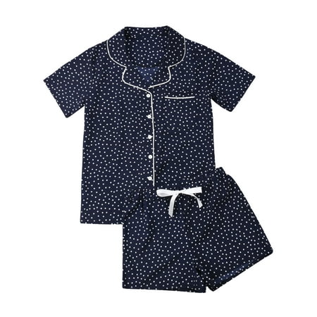

Women Short Sleeve Shirt Shorts Outfits Nightwear Sleepwear Pajamas Summer Set
