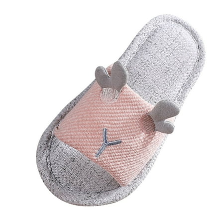 

Tengma Toddler Girl Sandals Children Slippers Children Linen Slippers Indoor Home Cotton And Linen Soft Sole Slippers Sandals for Girls （Pink Size: 36）