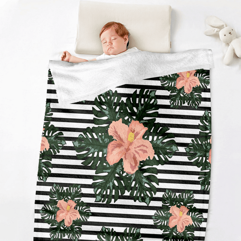 Printed Floral Striped Bed Blanket With Pillowcases For Office, Bed, Sofa  Fuzzy Cozy Microfiber Blanket Teenage Girl Gifts Throws Blanket For Kids  Girls Boys 