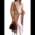thumbnail image 3 of Abrigos Largos de Lana para Mujer, Gabardina, Blazer Cruzado, Abrigo, Otoño e Invierno Caqui L, 3 of 7