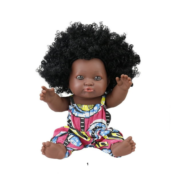 Vinyl African American Doll Home Lifelike Vinyl Dolls Nursery Bedroom Educational Lifelike Toy Adorable Girls Cute Festival Gifts for Infants Type 1