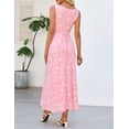 thumbnail image 3 of Merokeety Womens Summer Dresses Floral Boat Neck Tie Waist Bodycon Formal Dress Pink xl, 3 of 5