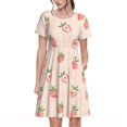 thumbnail image 1 of Bixox Robe d'Été à Manches Courtes pour Femmes Robe Ample Longueur Genou avec Poches-Fraises, 1 of 7