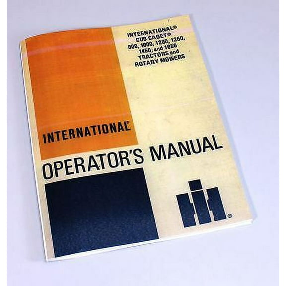 International Cub Cadet Tractor Model 1450 1650 Owner Operator Manual Lawn Mower