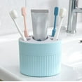 thumbnail image 6 of Wall-Mount Toothbrush Holder Set | No-Drill Adhesive Mount | Plastic Bathroom Organizer with Toothpaste & Toothbrush Storage | Pink White Blue Options | Easy to Clean, 6 of 6