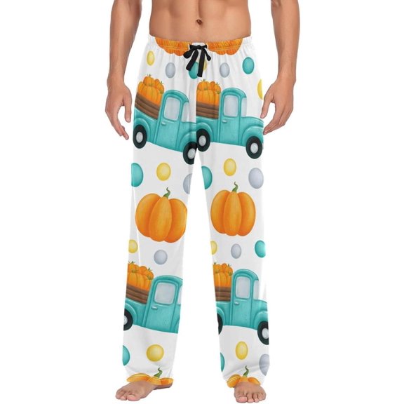 GZHJMY Pumpkin Cartoon Truck Pajama Pants For Men, Men's Separate Bottoms, Lounge Pants with Pockets, Christmas New Year Birthday Gifts, Large, Christmas New Year Birthday Gifts, Large