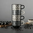 thumbnail image 3 of Thyme & Table 10.5 fl oz Assorted Holiday Tree Print 4-Pack Ceramic Stacking Mugs - Black and White, 3 of 5