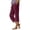 Wine, variant on Hurxie Women's Linen Capri Pants with Drawstring Petite Summer Beachwear Lightweight Elastic Waist Pants Sky Blue,2XL