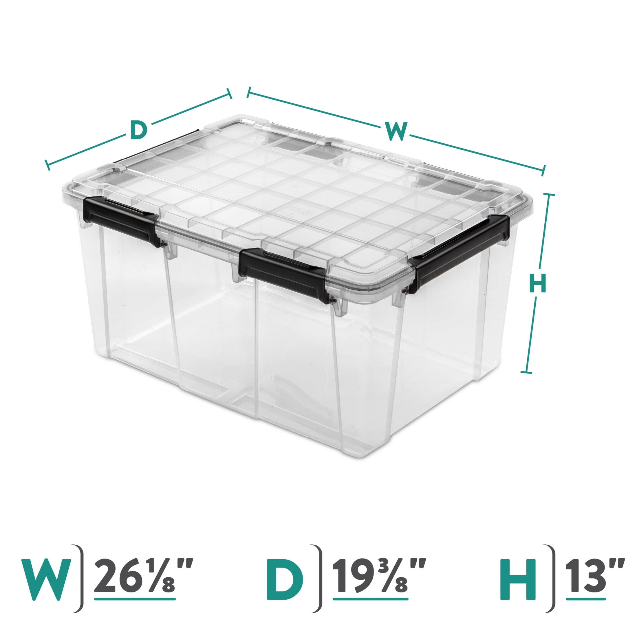 Sterilite Large Gasket Box, 80 Quart IP68 WaterProof Clear Plastic Storage Bin with Lid, Gasket Seal and Durable Latches, Black