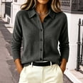 thumbnail image 2 of Harcomeey Womens Button Down Shirts,Jackets for Women Solid Color Loose Long Sleeve Knit Blouse for Fall and Winter L, 2 of 6