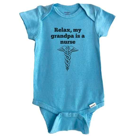 Relax My Grandpa Is A Nurse Funny Grandchild Baby Bodysuit (Blue), 0-3 Months
