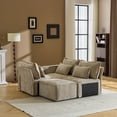 thumbnail image 2 of UBesGoo 111" W Modular Sectional Sofa Couches, 3 Seat L-Shaped Sofa with Movable Ottoman Chaise, Chenille Fabric Cloud Sofa for Living Room, Light Khaki, 2 of 8