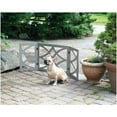 thumbnail image 2 of Bilot Gray Wooden Curves Design 3 Panels Pet Gate -19 Inches Tall Expands Up to 48'' Freestanding Tri Fold Durable Wooden Dog Fence-Indoor/Outdoor Pet Barrier for Stairs,Doorways, 2 of 4