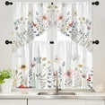 thumbnail image 4 of Floral Leaves Curtain for Kitchen Bathroom Watercolour Pink Flower Rod Pocket Window Tier Curtains Valance Set 4 Pcs Plant Printed Valances 27W x 36L*2 Curtains 27W x 36L*2, 4 of 6