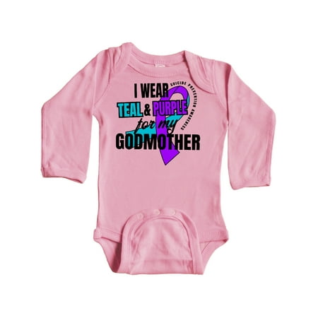 

Inktastic Suicide Prevention I Wear Teal and Purple for My Godmother Gift Baby Boy or Baby Girl Long Sleeve Bodysuit