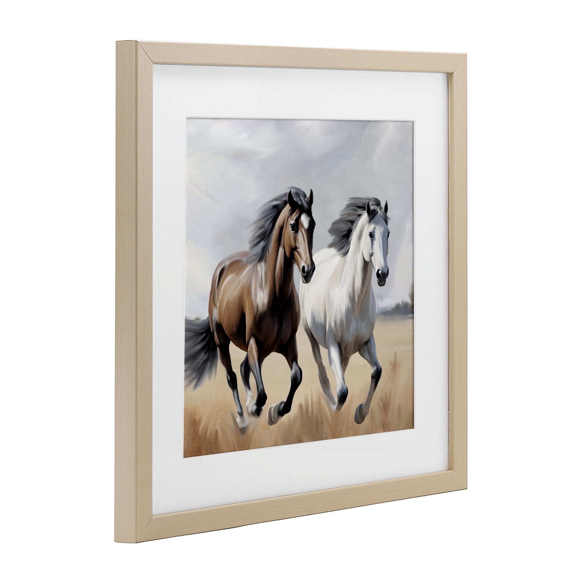 Stupell Industries Wild Run Twin Horses Birch Framed Print Under Glass, design by Kim Allen