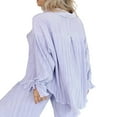 thumbnail image 4 of Women Solid Color Long Sleeve Blouse and Straight Fit Trousers, 4 of 9