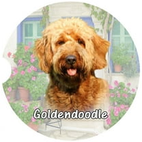 Goldendoodle Car Coaster, Absorbent Stoneware Car Cup Holder Coaster, Set of 2