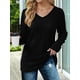 thumbnail image 5 of Blusas de Larga para Mujer, Camisetas con Cuello en V, Suéteres Tipo Túnica Ligeros, Moda Negro XXL, 5 of 9