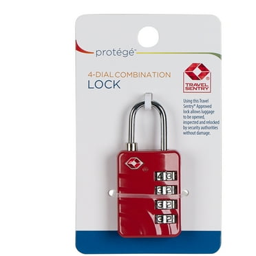Protege 4-Dial Combination Luggage Lock, Red