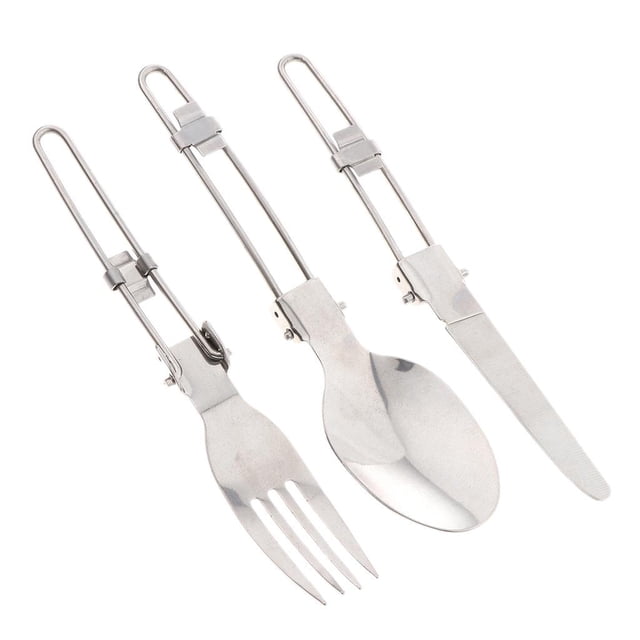 de cubiertos plegable Tenedor inoxidable para shamjiam Vajilla para acampar al aire libre
