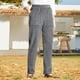 thumbnail image 3 of Gibobby Pantalones para mujer Pantalones casuales de tubo recto a con cintura elástica y bolsillo para mujer(Gris,CH), 3 of 4