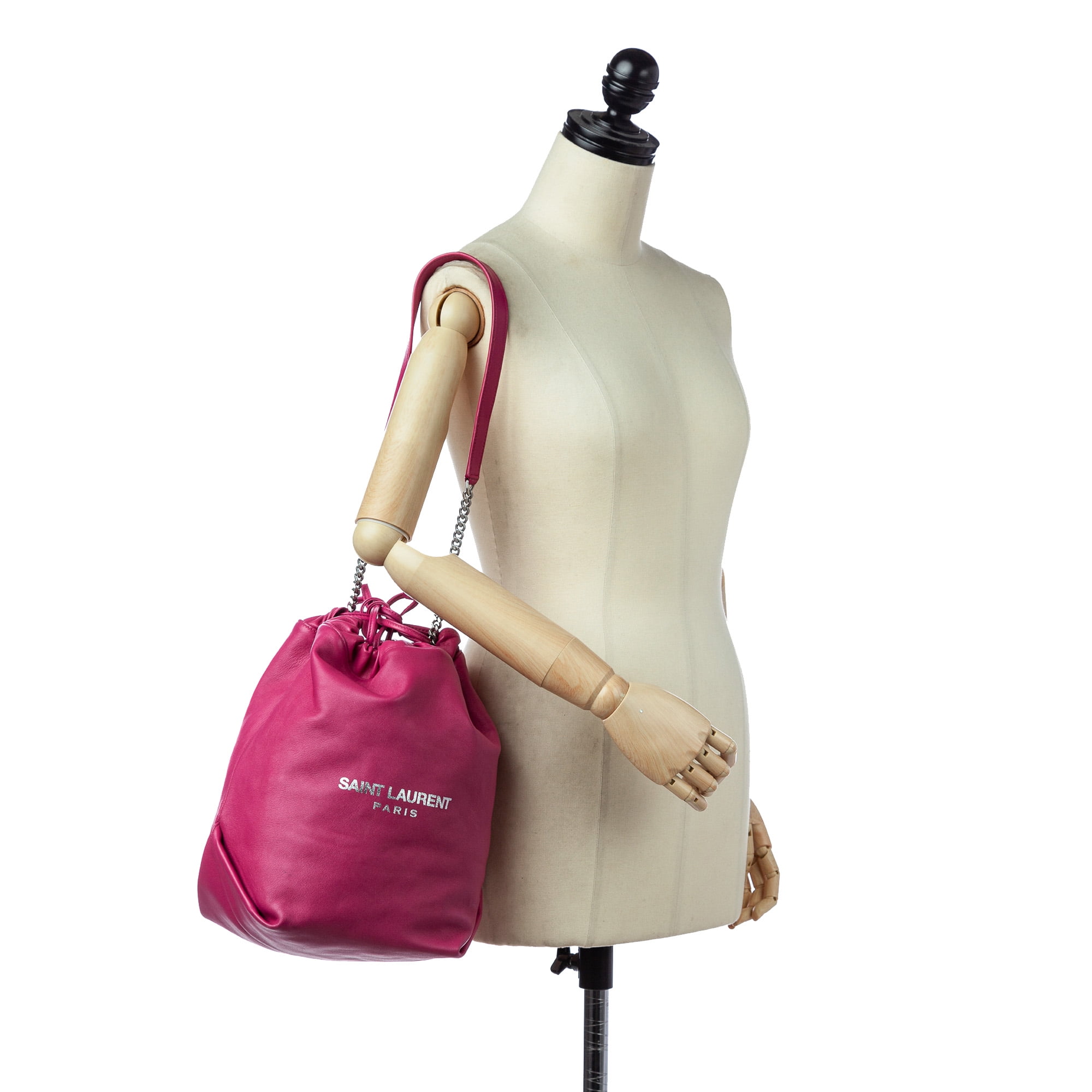 Saint laurent teddy leather bucket shop bag